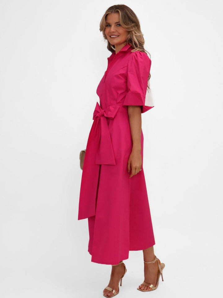 Kate & Pippa Whitney Midi Dress In Cerise Pink-Nicola Ross