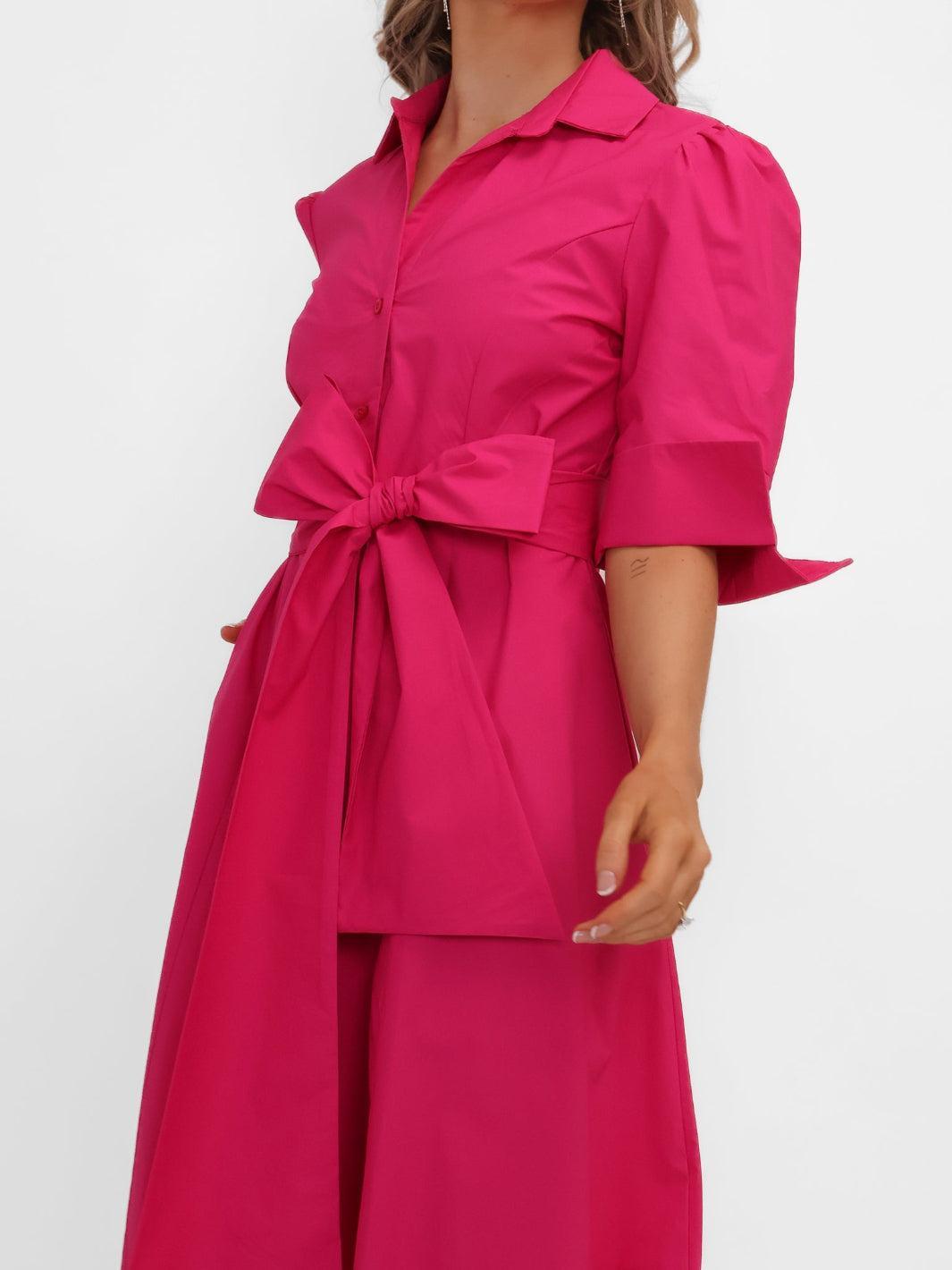 Kate & Pippa Whitney Midi Dress In Cerise Pink-Nicola Ross