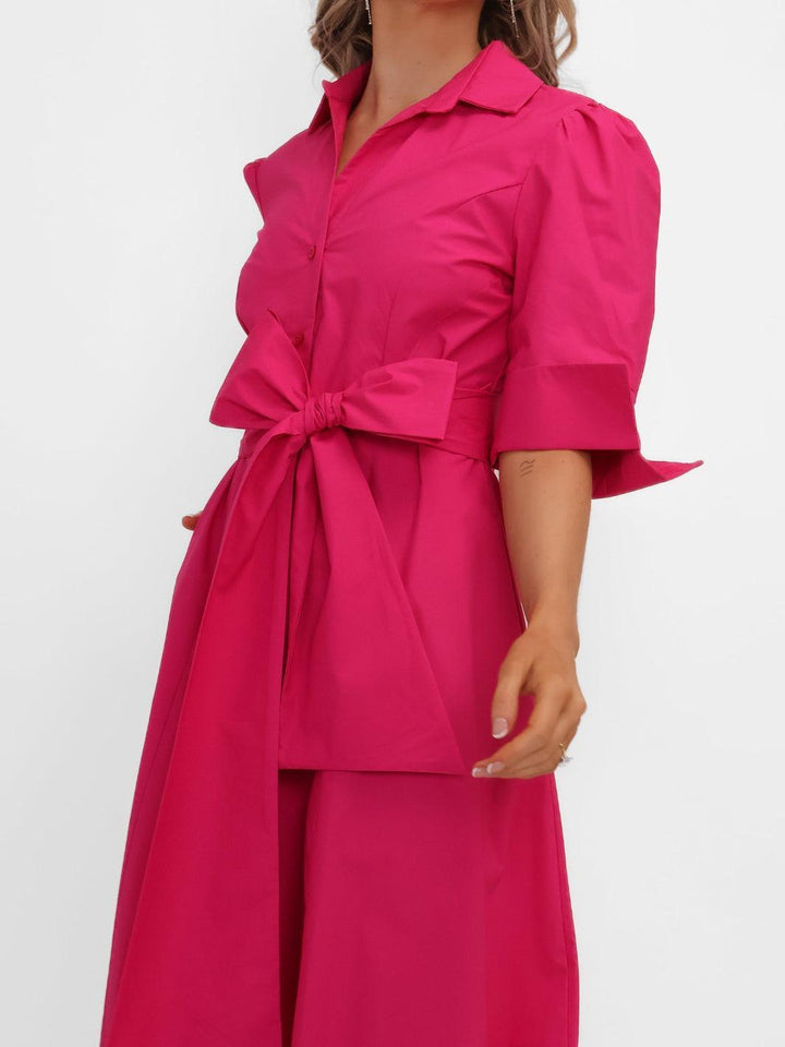 Kate & Pippa Whitney Midi Dress In Cerise Pink-Nicola Ross