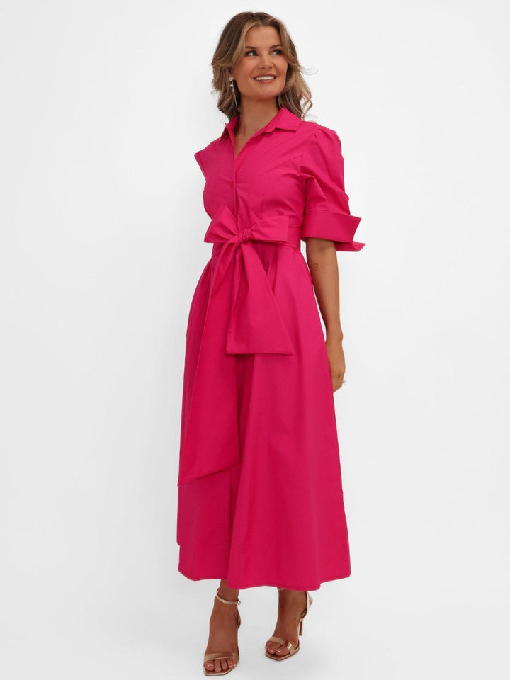 Kate & Pippa Whitney Midi Dress In Cerise Pink-Nicola Ross