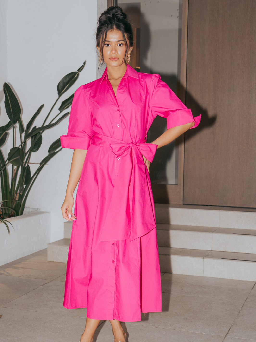 Kate & Pippa Whitney Midi Dress In Cerise Pink-Occasion Wear-Guest of the wedding-Nicola Ross