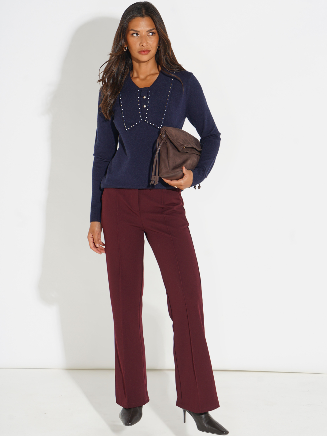 Kate & Pippa Yale Trousers In Burgundy-Nicola Ross