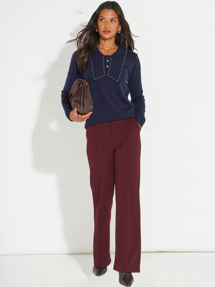 Kate & Pippa Yale Trousers In Burgundy-Nicola Ross