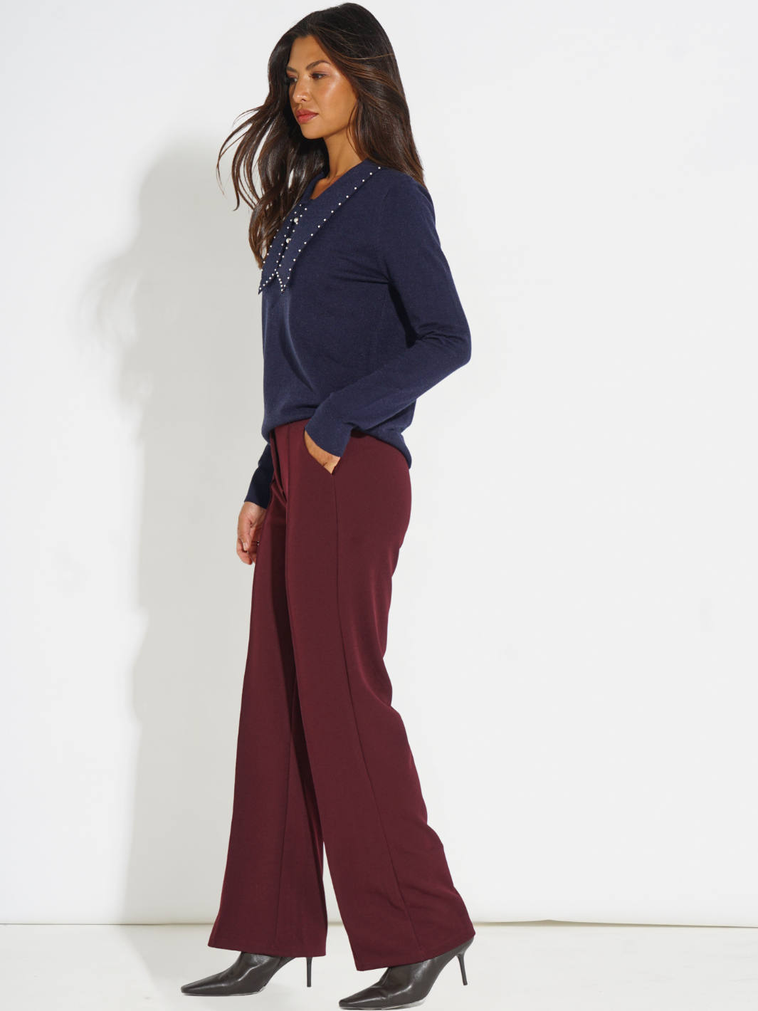 Kate & Pippa Yale Trousers In Burgundy-Nicola Ross