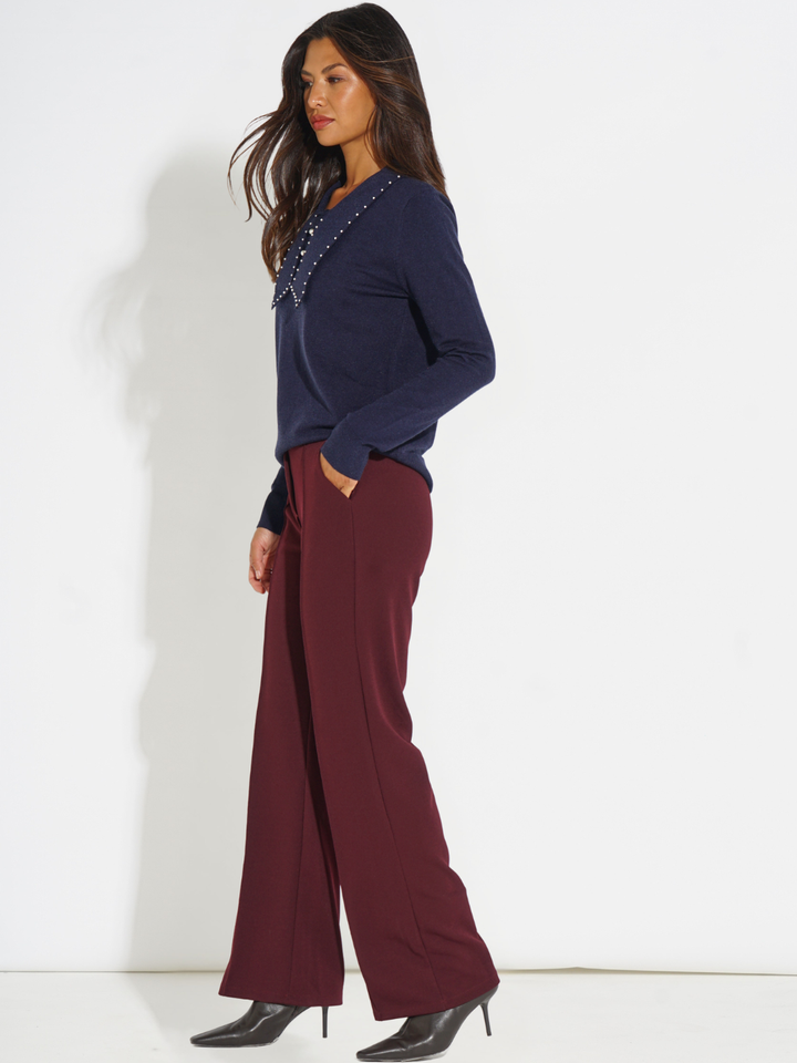 Kate & Pippa Yale Trousers In Burgundy-Nicola Ross