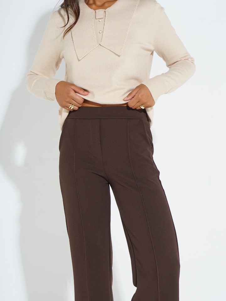 Kate & Pippa Yale Trousers In Chocolate Brown-Nicola Ross