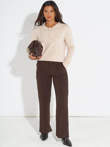 Kate & Pippa Yale Trousers In Chocolate Brown-Nicola Ross