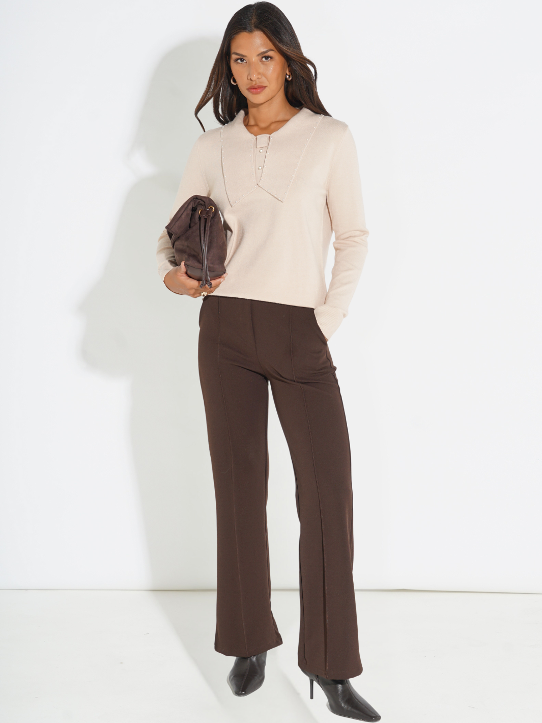 Kate & Pippa Yale Trousers In Chocolate Brown-Nicola Ross