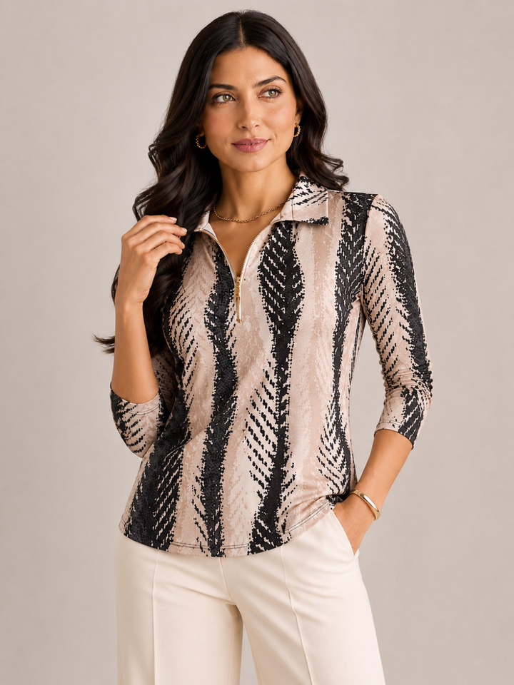 Kate & Pippa Zip Top In Beige-Nicola Ross