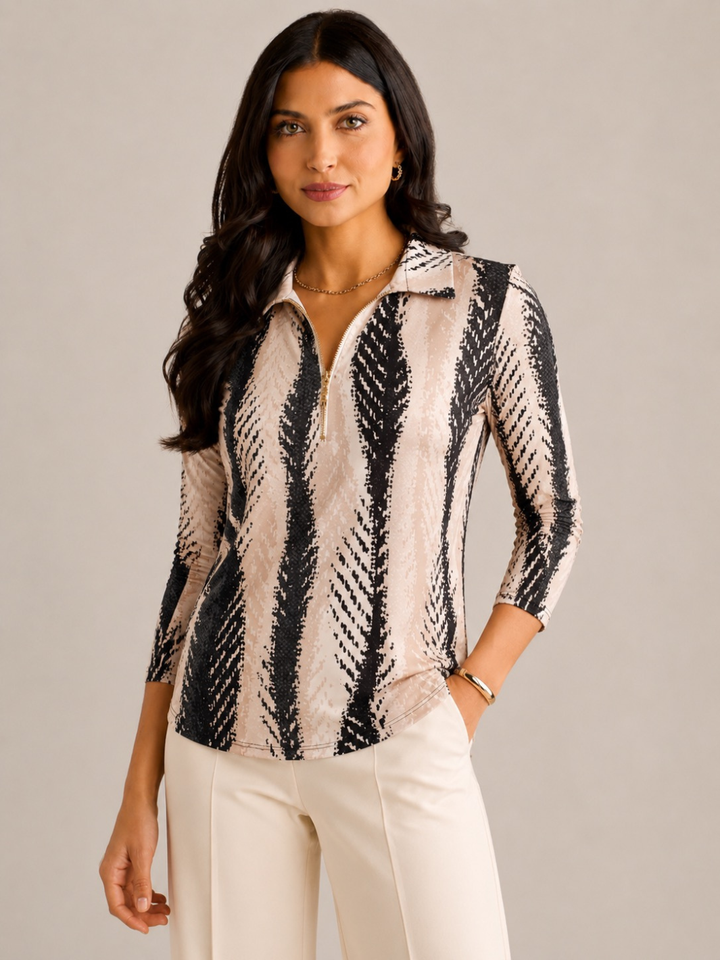Kate & Pippa Zip Top In Beige-Nicola Ross