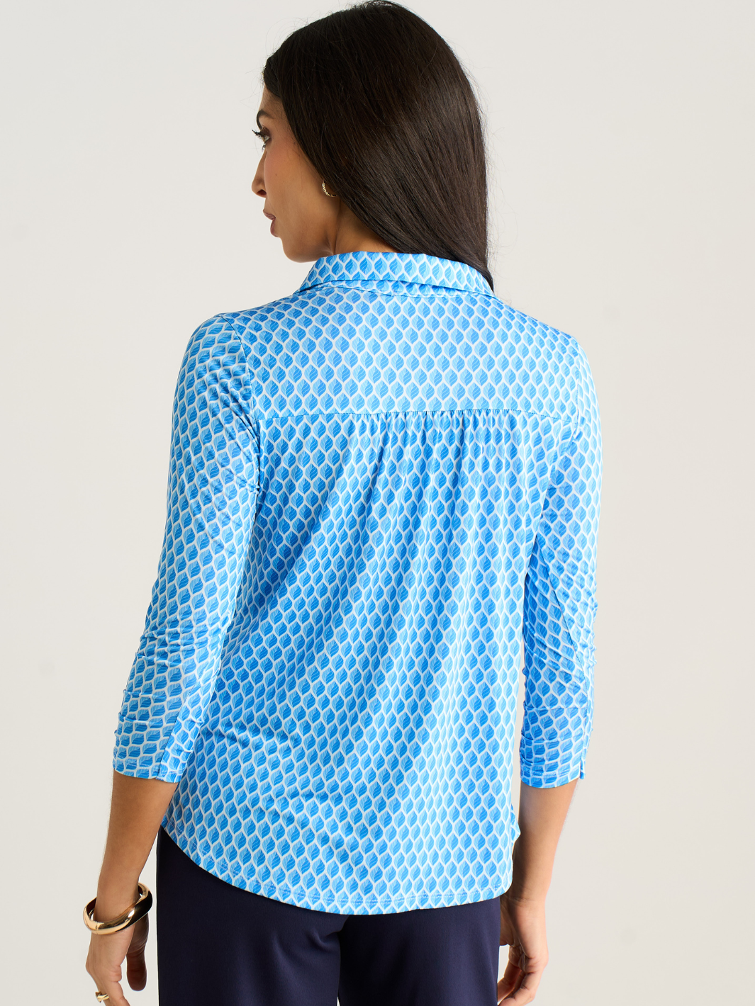 Kate & Pippa Zip Top In Blue Geo Print-Nicola Ross