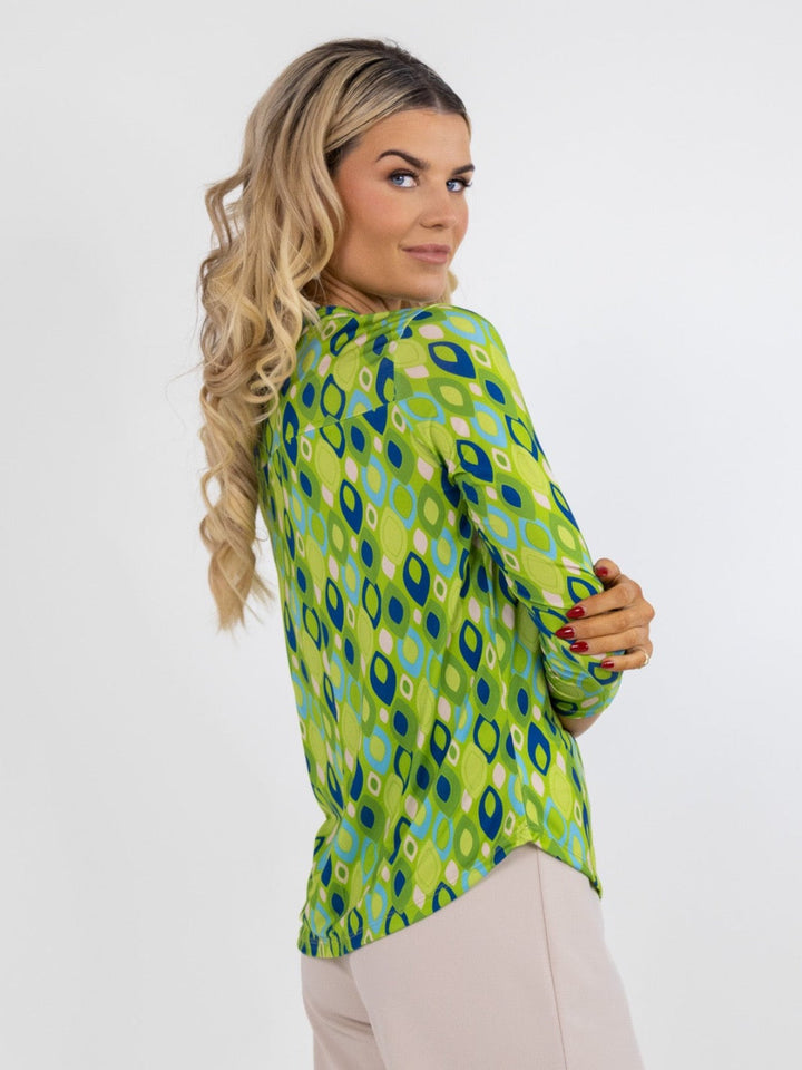 Kate & Pippa Zip Top In Green Print-Nicola Ross