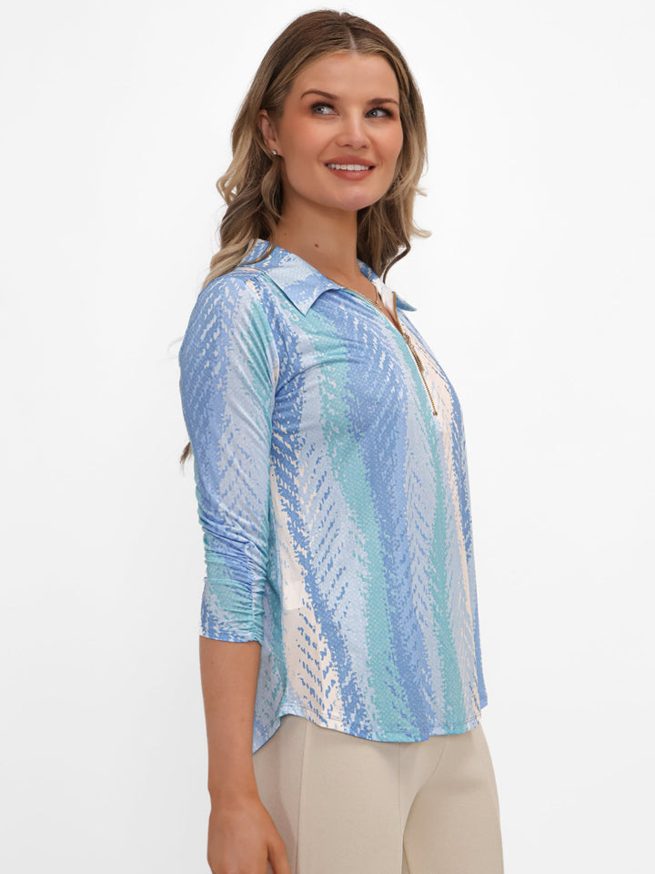 Kate & Pippa Zip Top In Light Blue-Nicola Ross