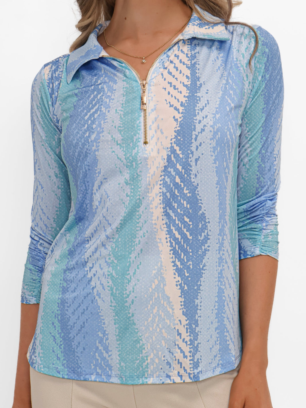 Kate & Pippa Zip Top In Light Blue-Nicola Ross