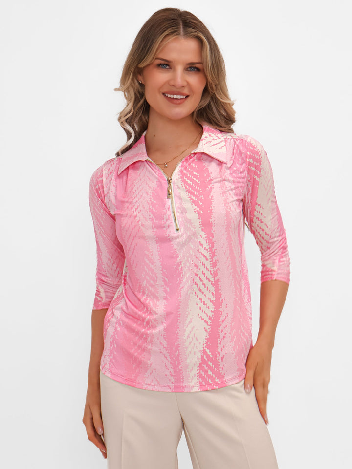 Kate & Pippa Zip Top In Light Pink-Nicola Ross