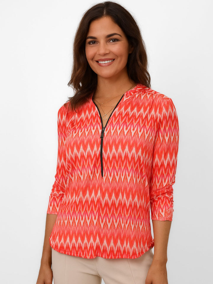 Kate & Pippa Zip Top In Orange-Nicola Ross