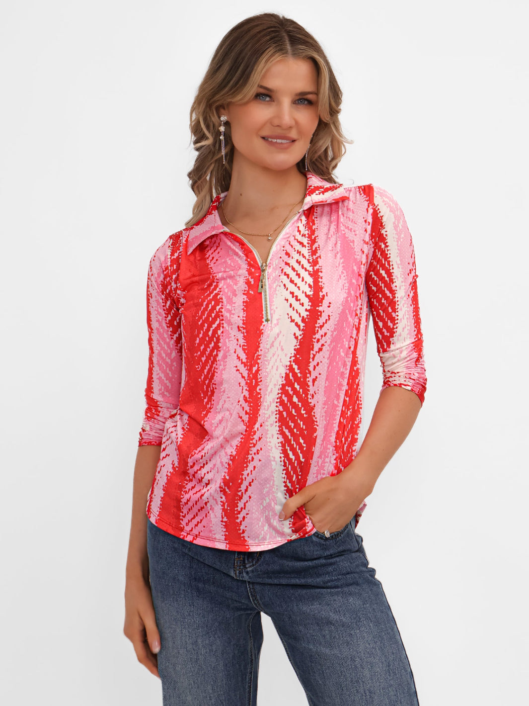 Kate & Pippa Zip Top In Red-Nicola Ross