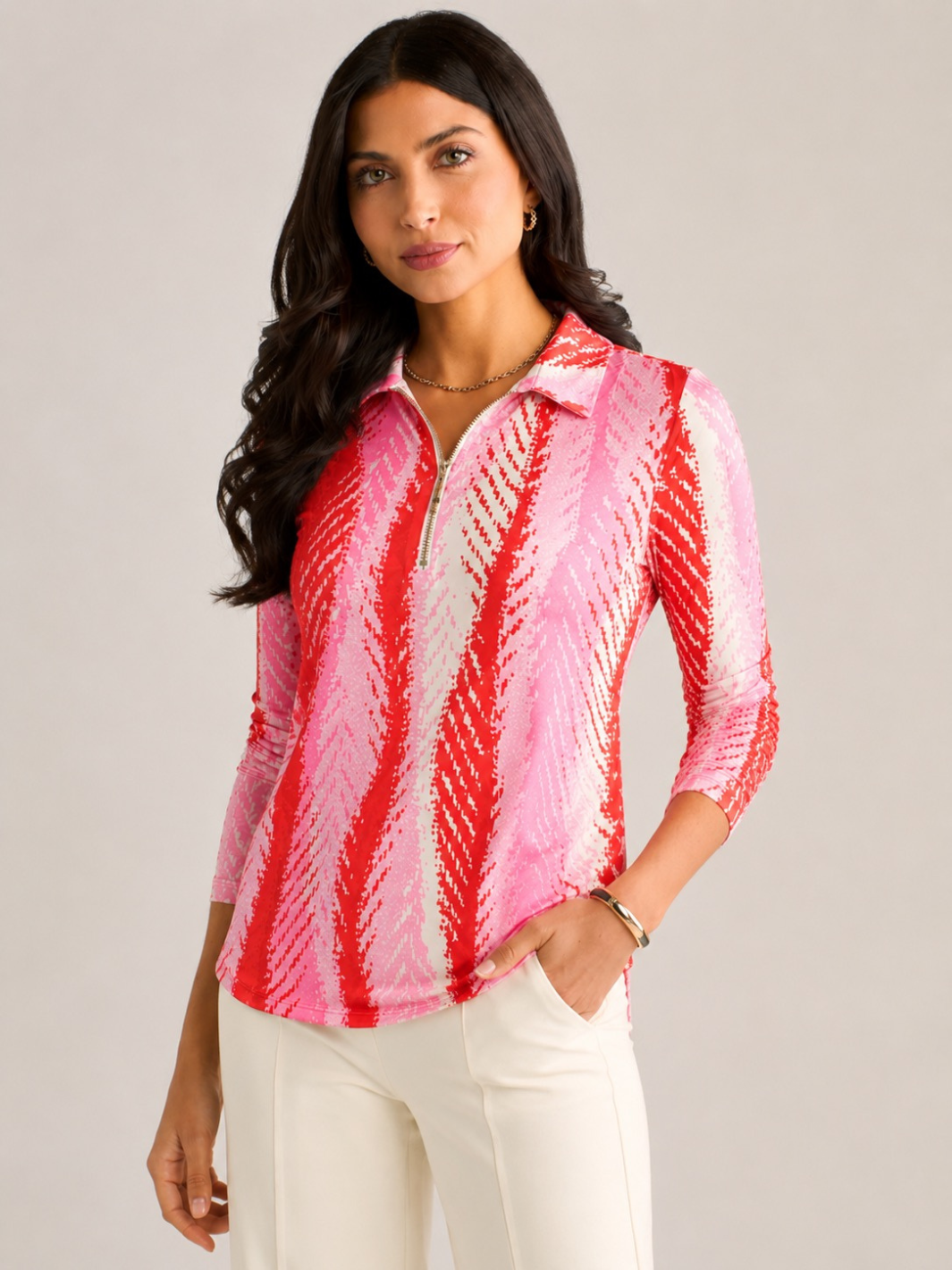 Kate & Pippa Zip Top In Red-Nicola Ross