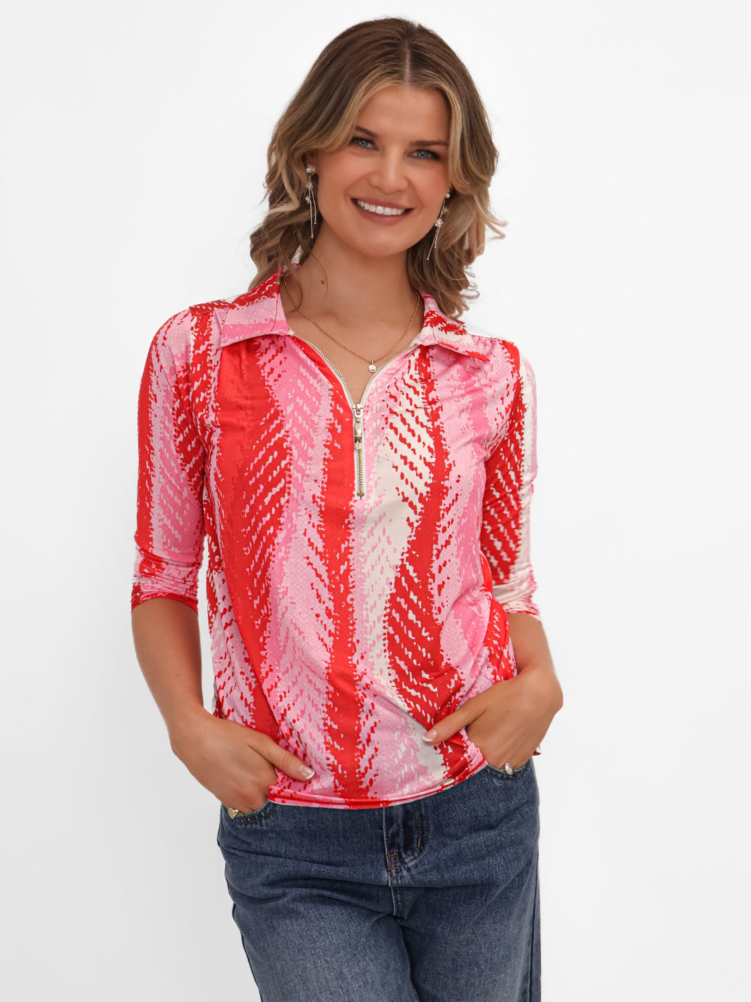 Kate & Pippa Zip Top In Red-Nicola Ross