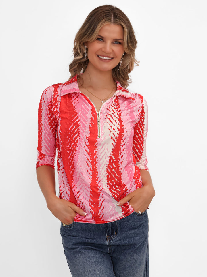 Kate & Pippa Zip Top In Red-Nicola Ross