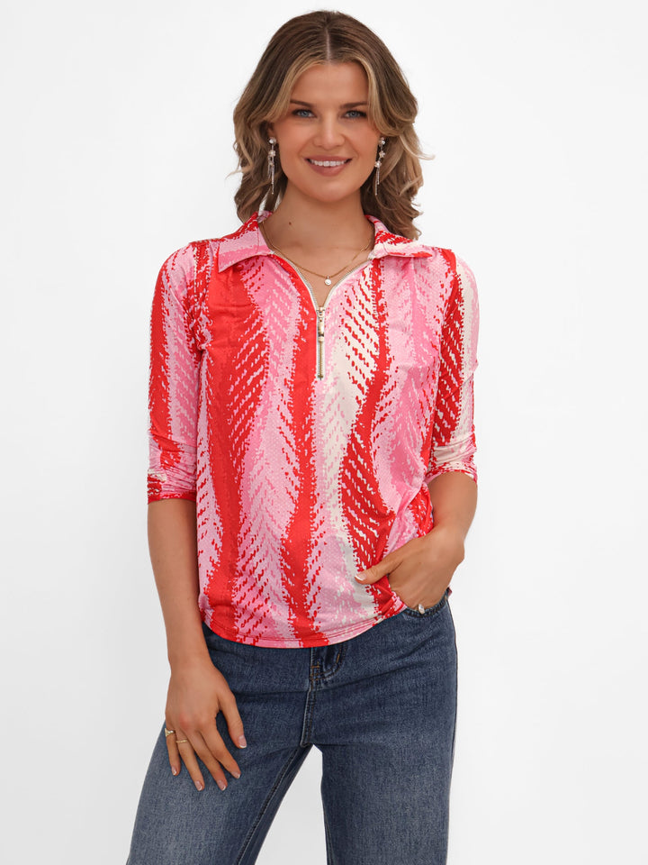 Kate & Pippa Zip Top In Red-Nicola Ross
