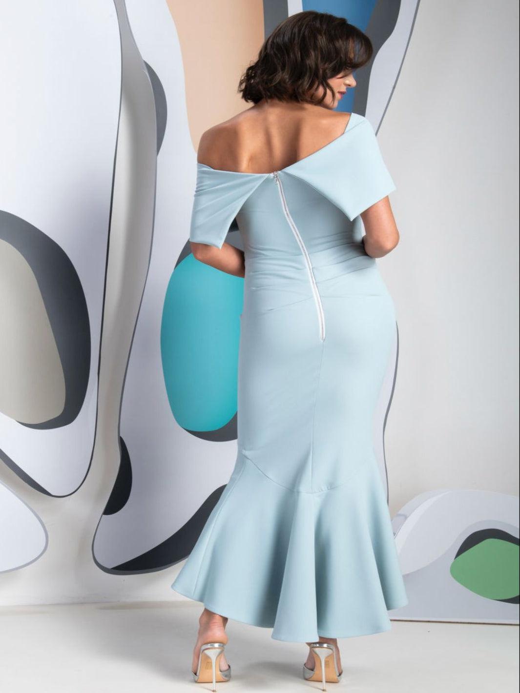 by nicola after dusk midi dress Kevan Jon Arabella Flare Midi Dress In Dusty Blue – Nicola Ross