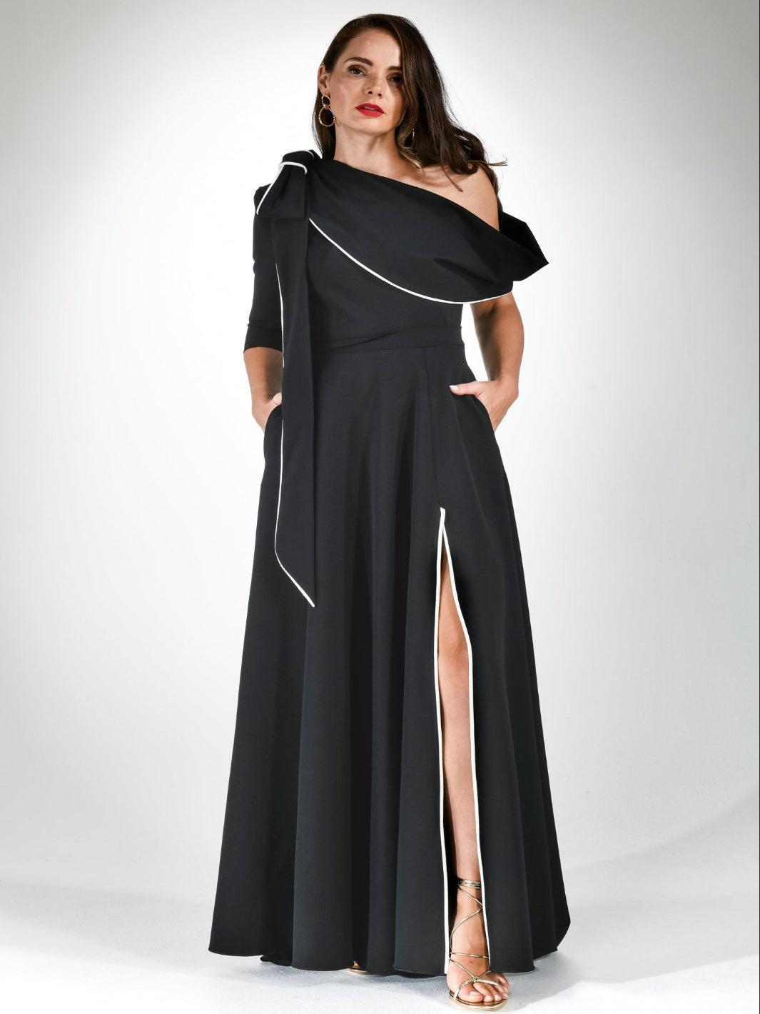 Kevan Jon Constantina Maxi Dress In Black/Ivory-Mother of the bride- mother of the groom -Nicola Ross