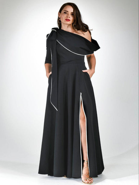 Kevan Jon Constantina Maxi Dress In Black/Ivory-Mother of the bride- mother of the groom -Nicola Ross