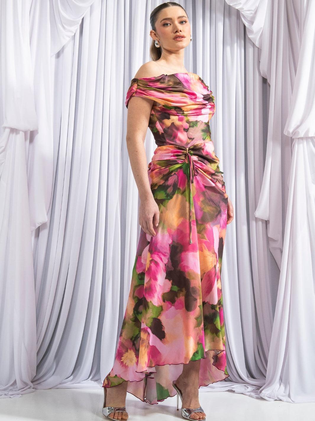 Kevan Jon Eugenia Bardot Dress In Pink-Mother of the bride- mother of the groom -Nicola Ross
