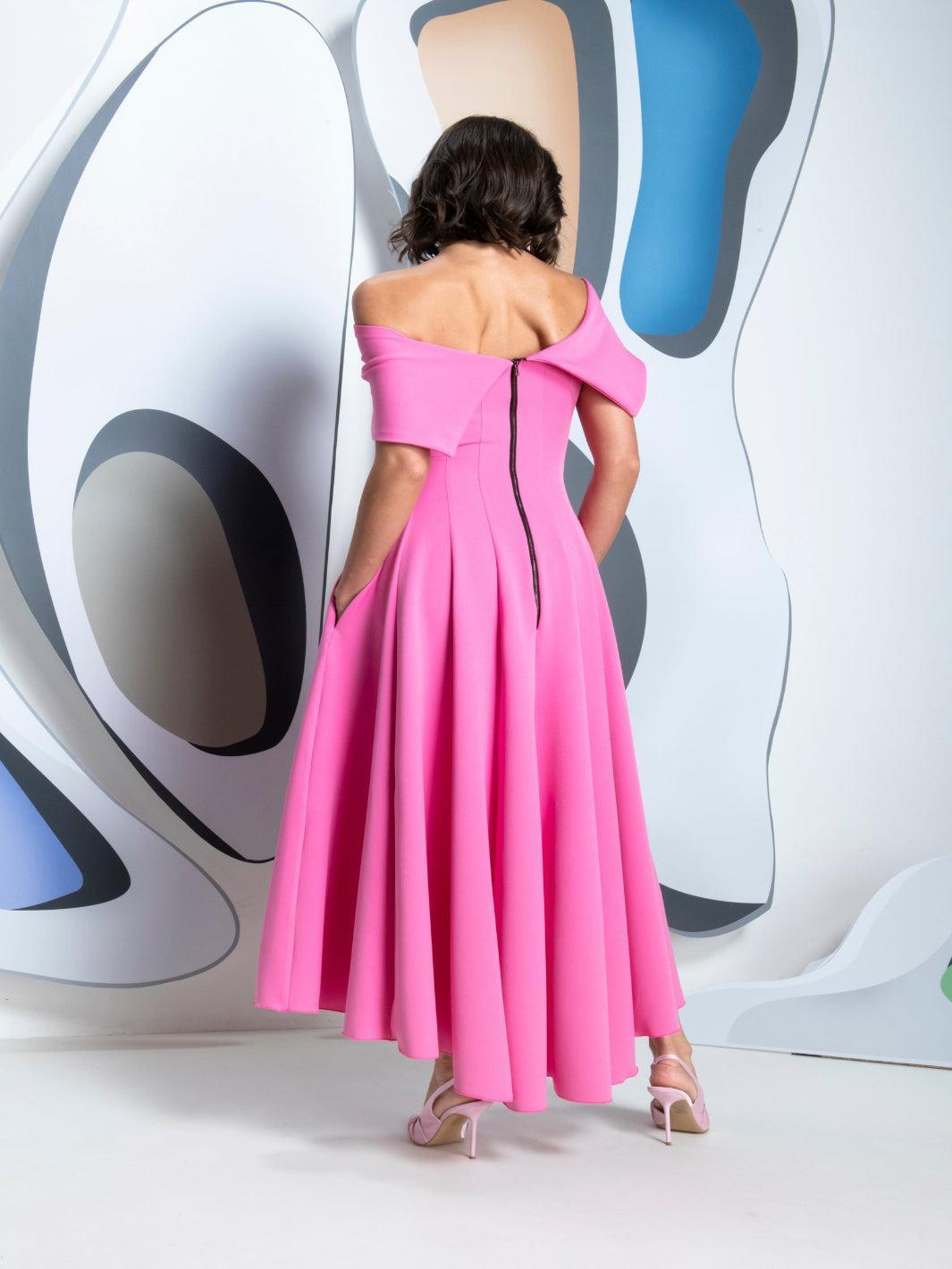Kevan Jon Kristina Flare Dress In Pink-Mother of the bride- mother of the groom -Nicola Ross