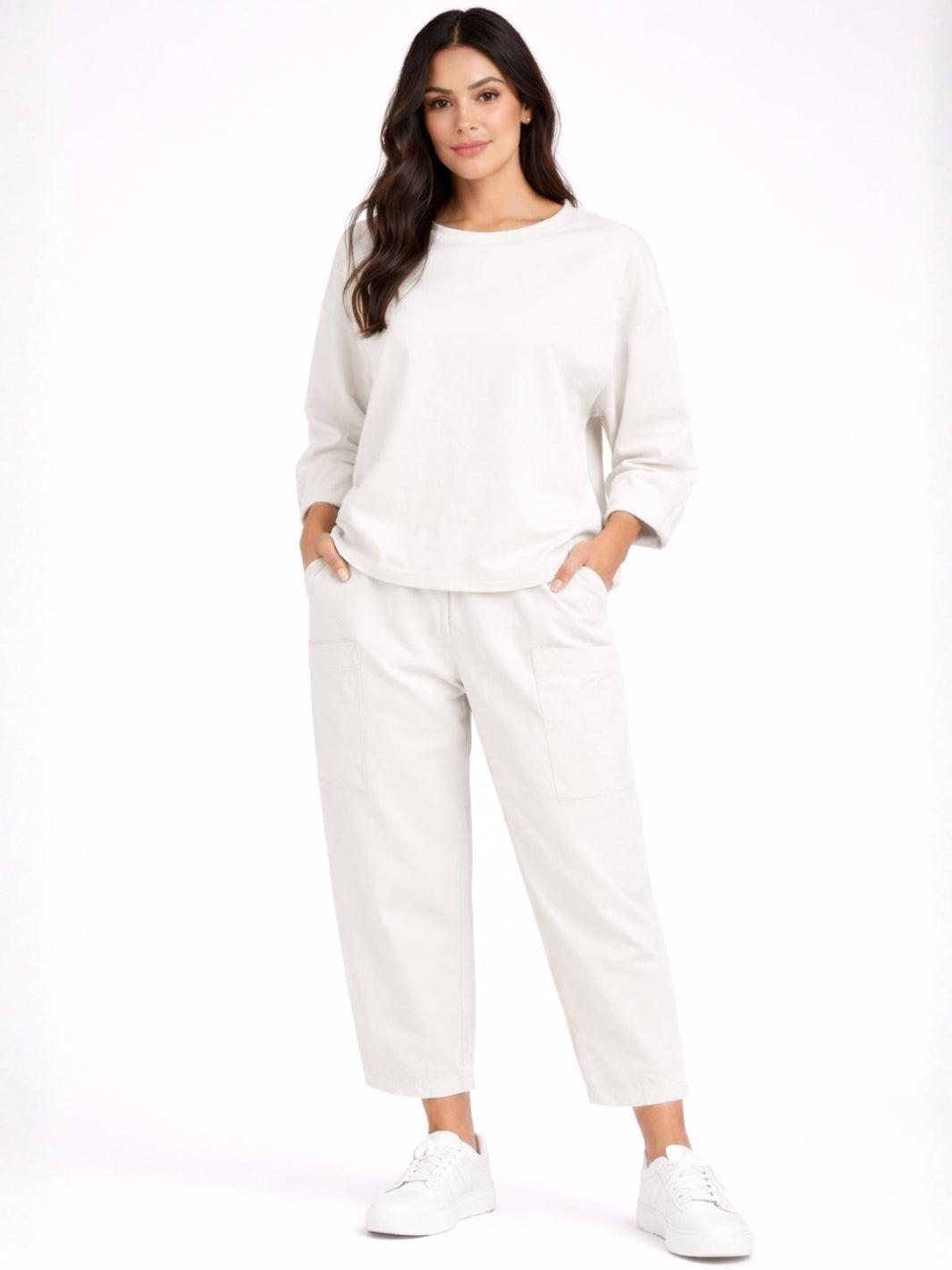 Lil Jen Barrel Trousers In Cream-Nicola Ross