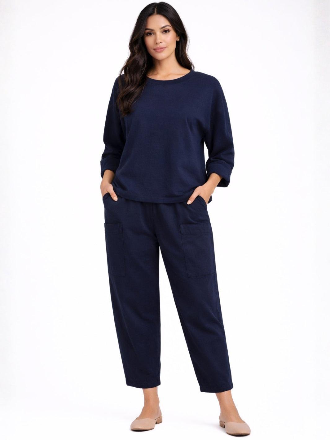 Lil Jen Barrel Trousers In Navy-Nicola Ross