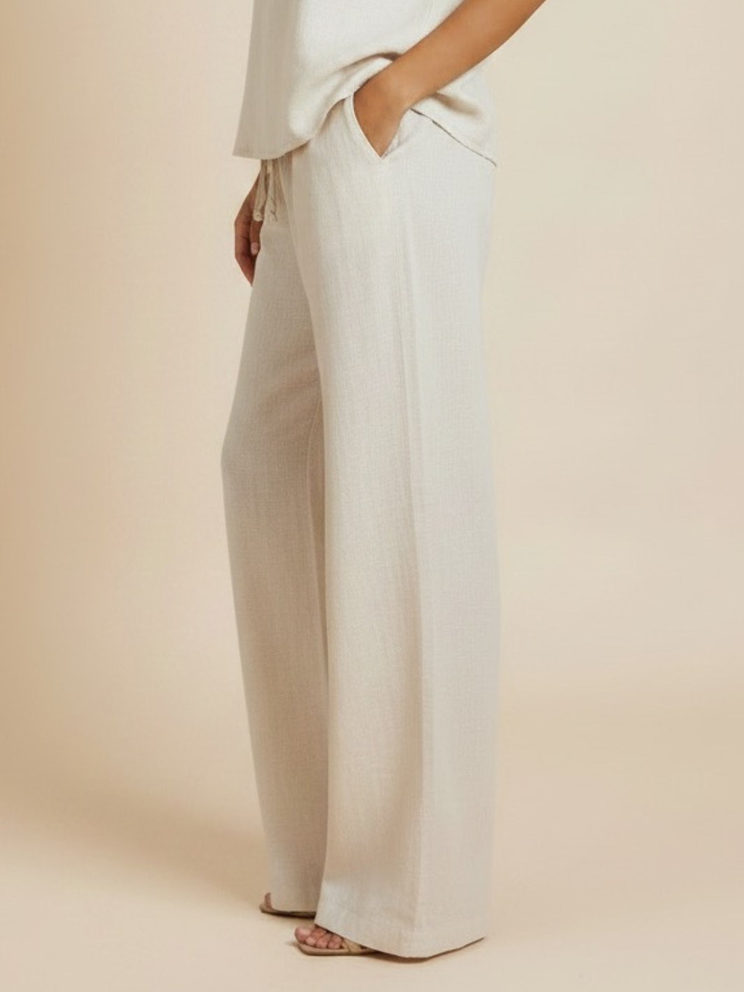 Lil Jen Billie Linen Trousers In Cream-Nicola Ross