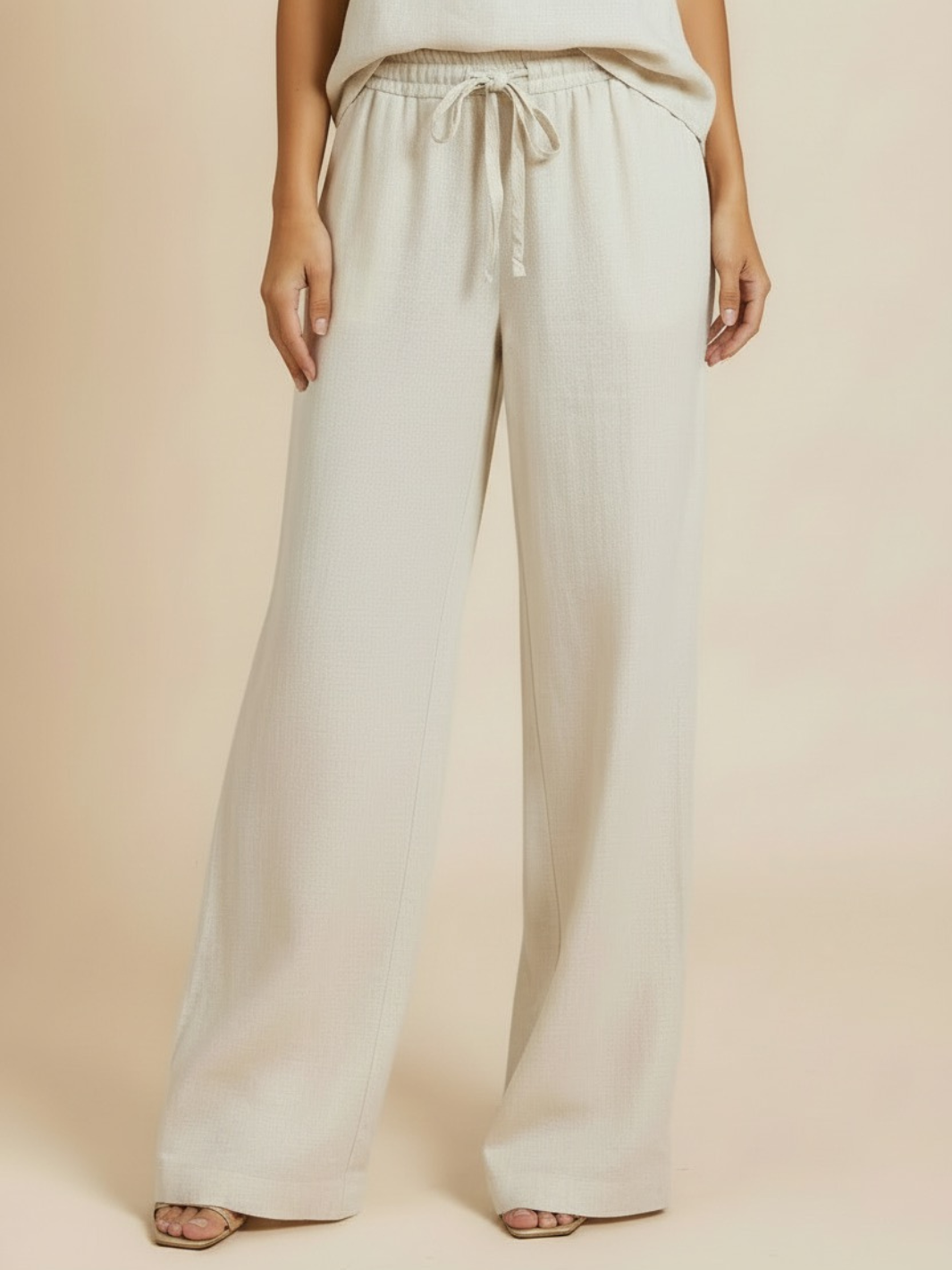 Lil Jen Billie Linen Trousers In Cream-Nicola Ross
