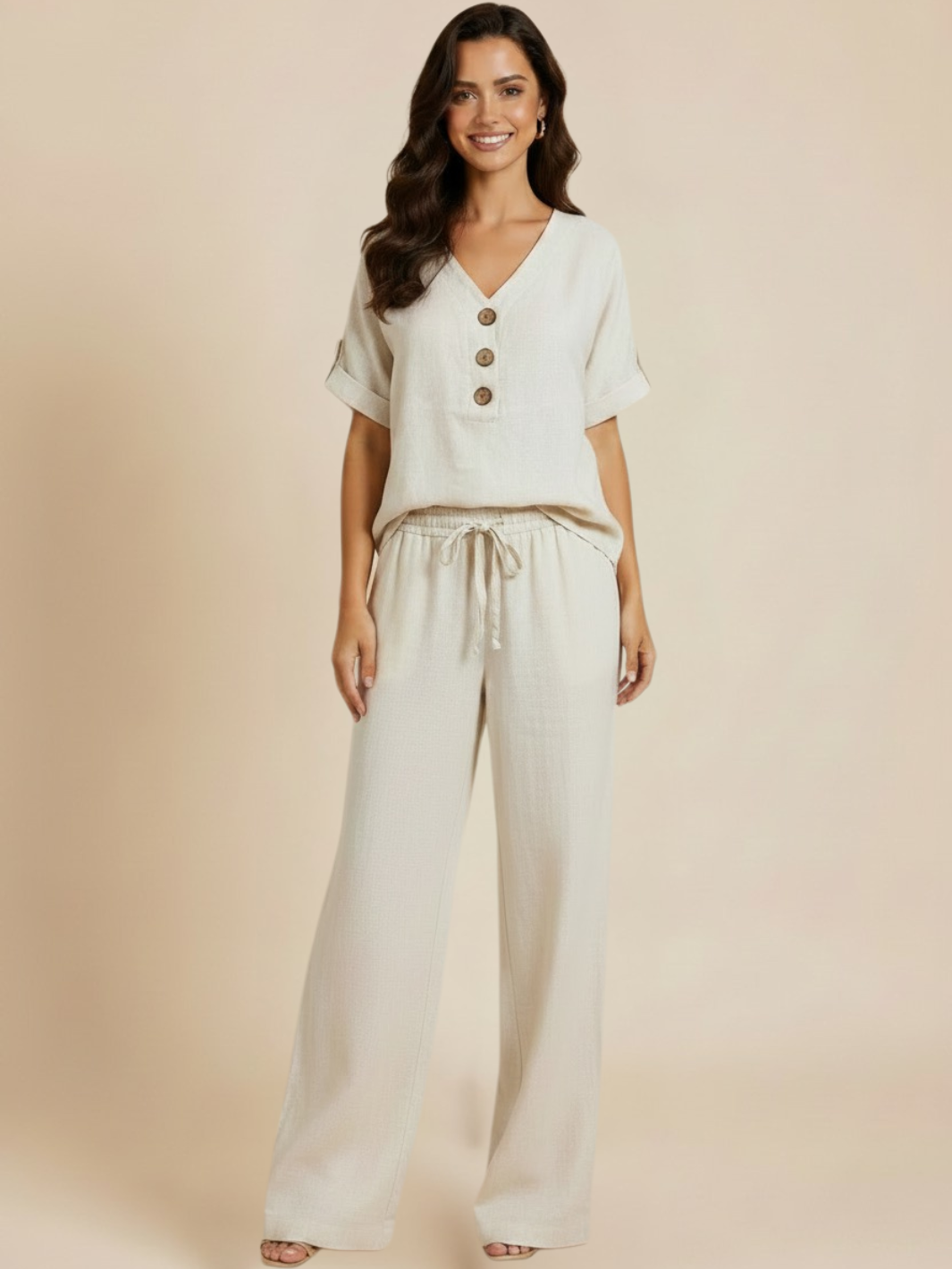 Lil Jen Billie Linen Trousers In Cream-Nicola Ross
