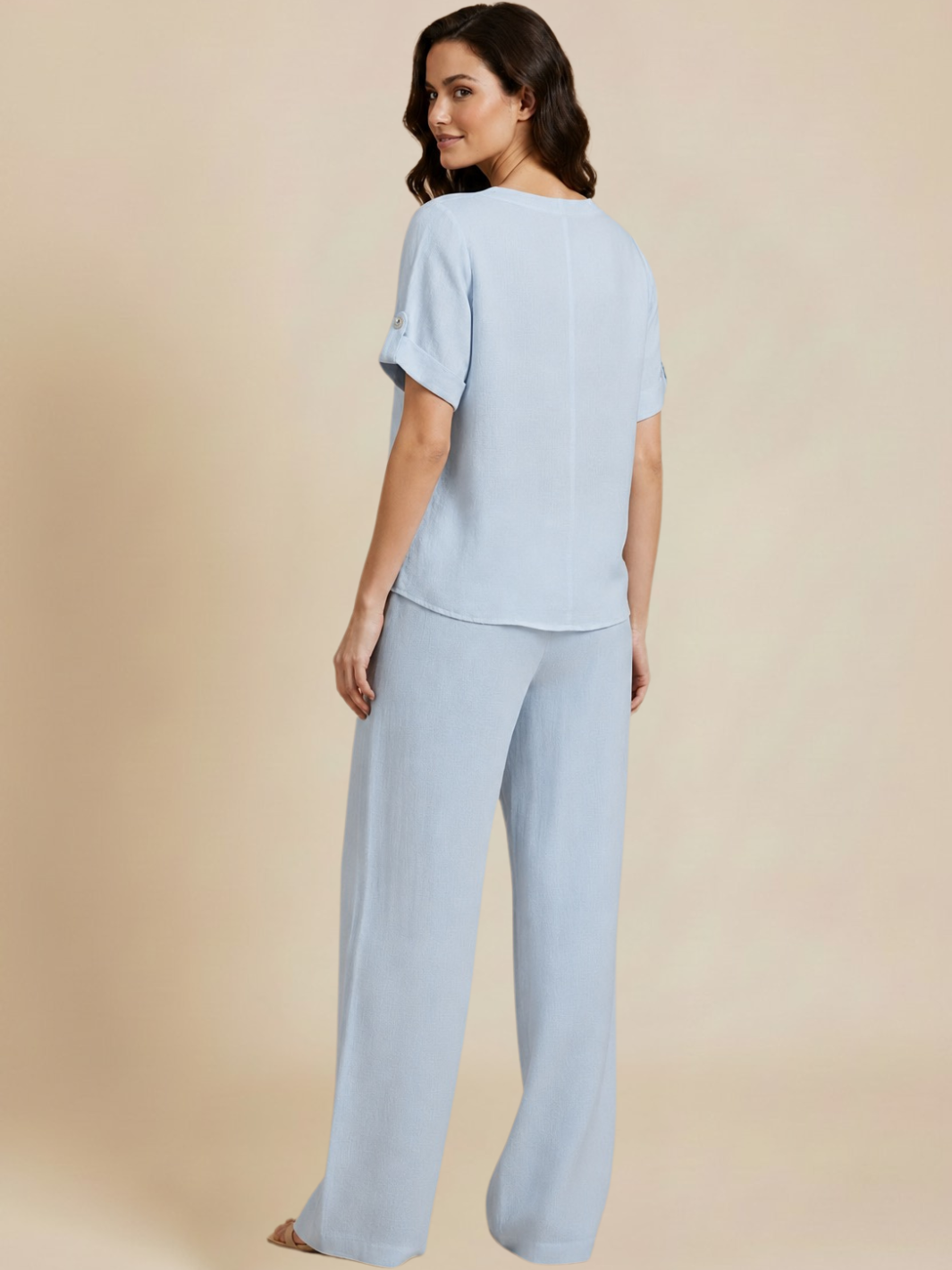 Lil Jen Billie Linen Trousers In Light Blue-Nicola Ross