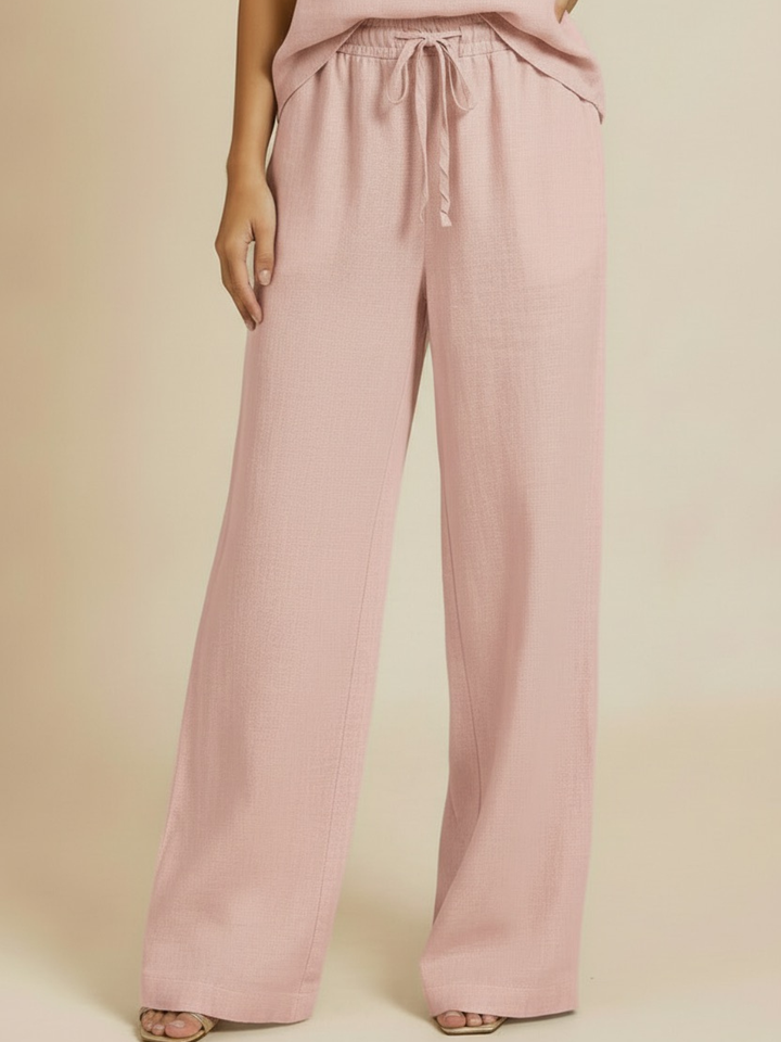 Lil Jen Billie Linen Trousers In Light Pink-Nicola Ross