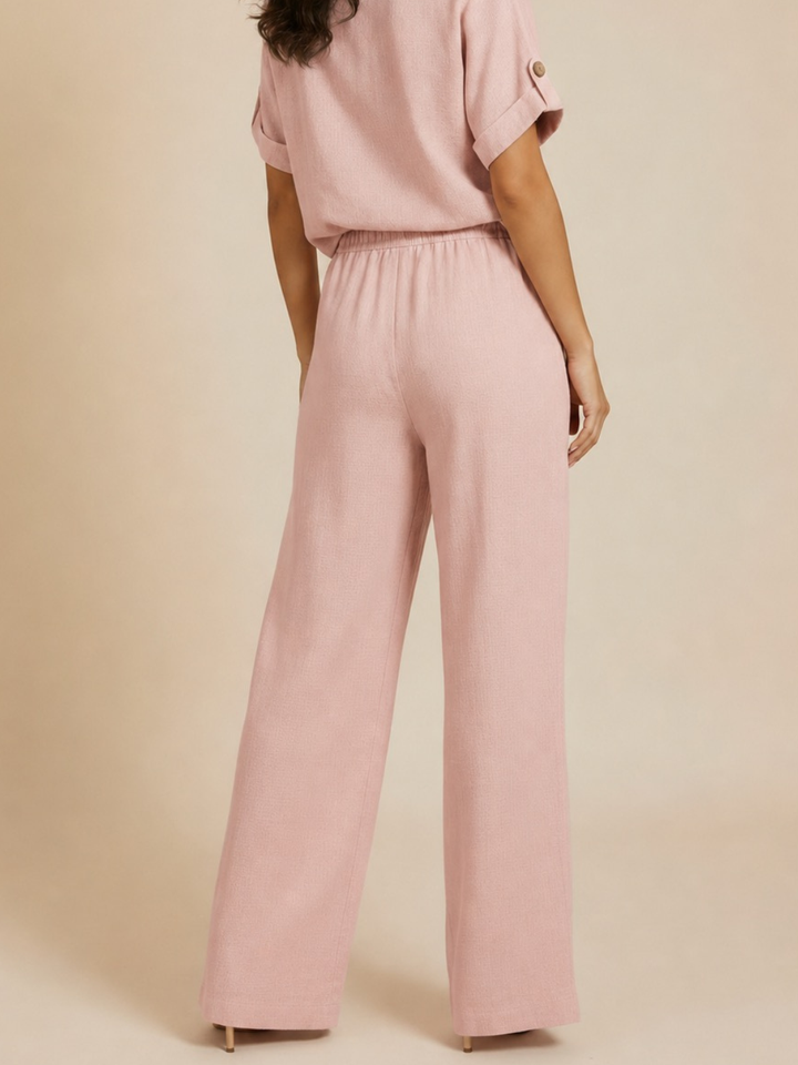 Lil Jen Billie Linen Trousers In Light Pink-Nicola Ross
