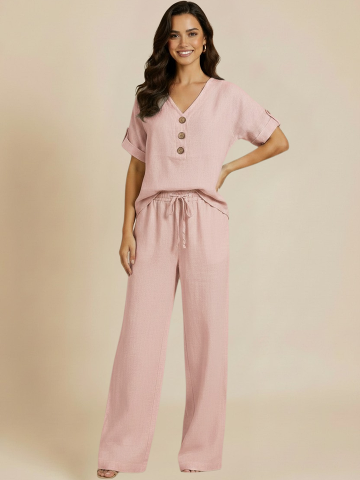 Lil Jen Billie Linen Trousers In Light Pink-Nicola Ross