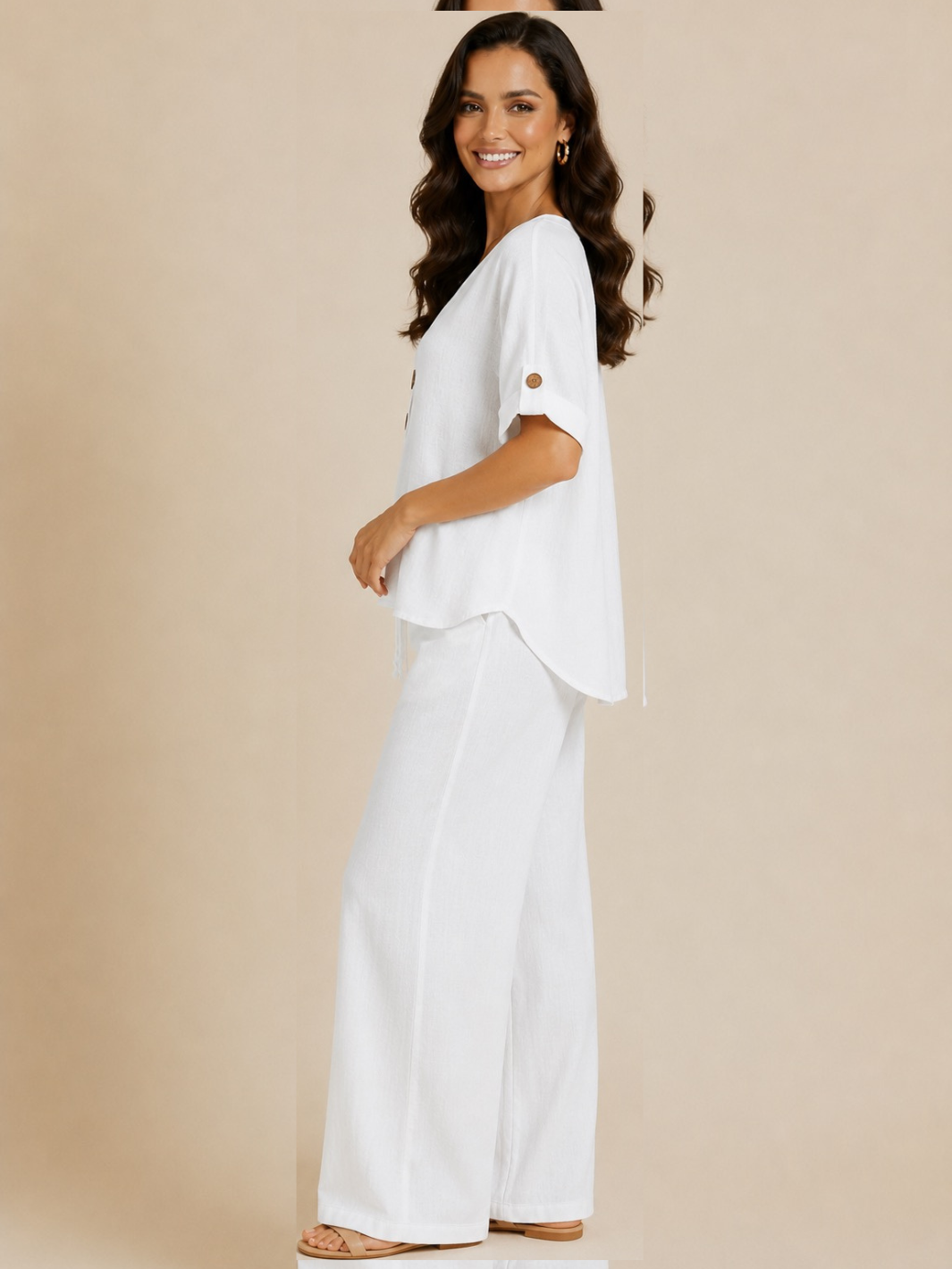 Lil Jen Billie Linen Trousers In White-Nicola Ross
