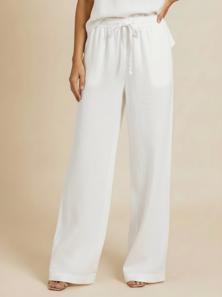 Lil Jen Billie Linen Trousers In White-Nicola Ross