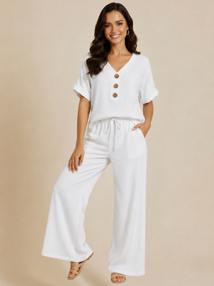 Lil Jen Billie Linen Trousers In White-Nicola Ross