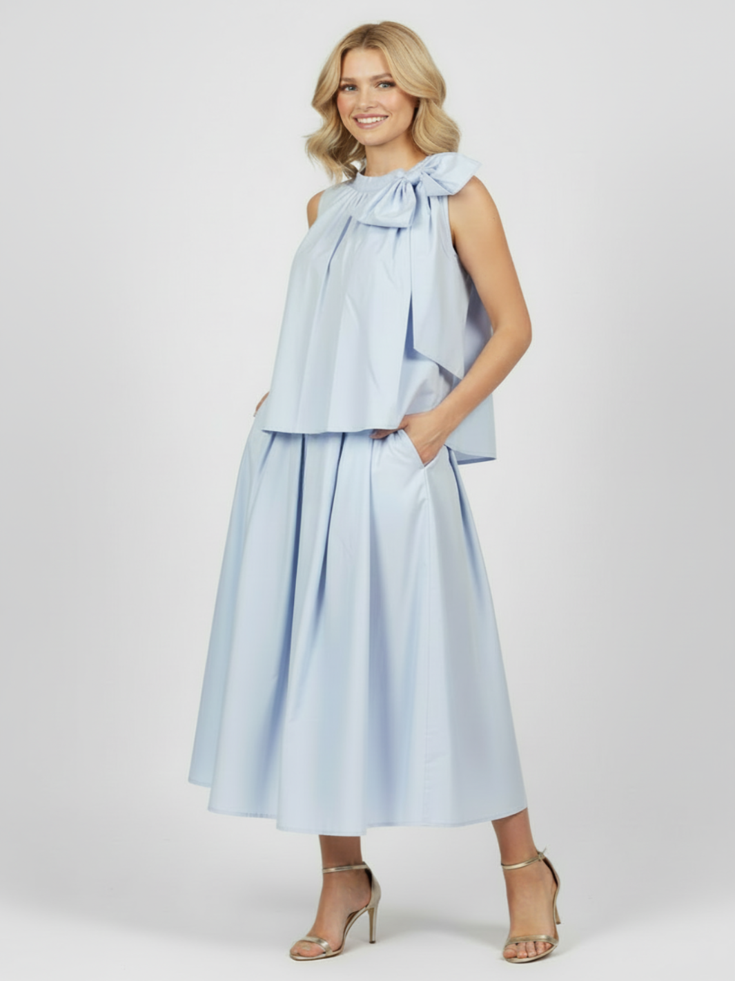 Lil Jen Blair Cotton Skirt In Powder Blue-Nicola Ross