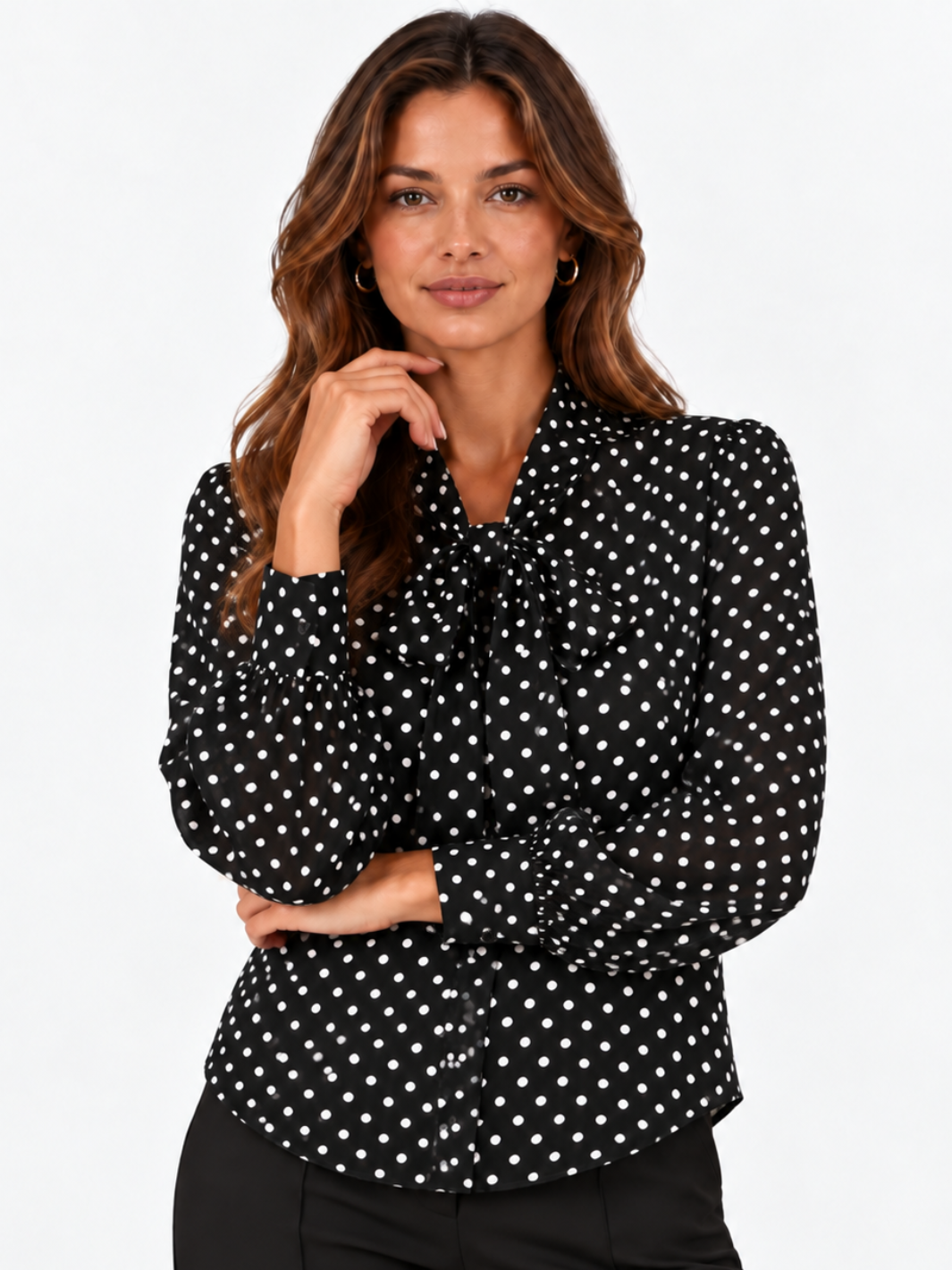 Lil Jen Camille Polka Dot Blouse In Black Print-Nicola Ross