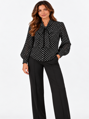 Lil Jen Camille Polka Dot Blouse In Black Print-Nicola Ross