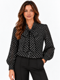 Lil Jen Camille Polka Dot Blouse In Black Print-Nicola Ross