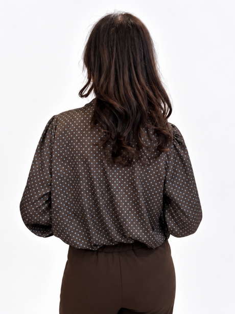 Lil Jen Camille Polka Dot Blouse In Brown Print-Nicola Ross