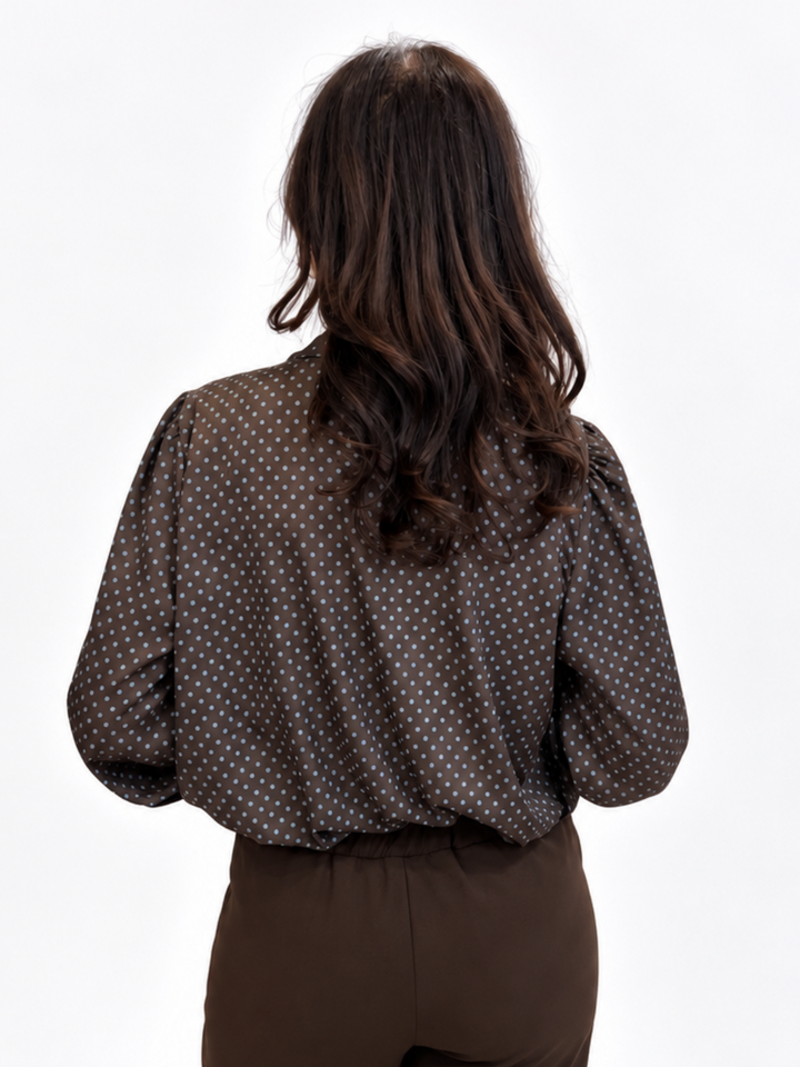 Lil Jen Camille Polka Dot Blouse In Brown Print-Nicola Ross