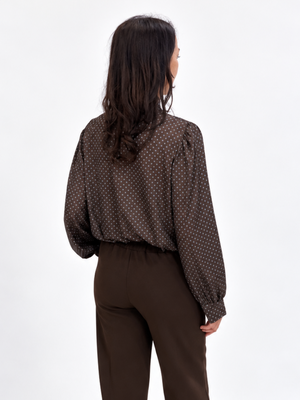 Lil Jen Camille Polka Dot Blouse In Brown Print-Nicola Ross