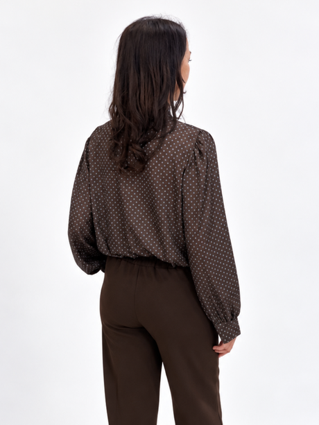 Lil Jen Camille Polka Dot Blouse In Brown Print-Nicola Ross